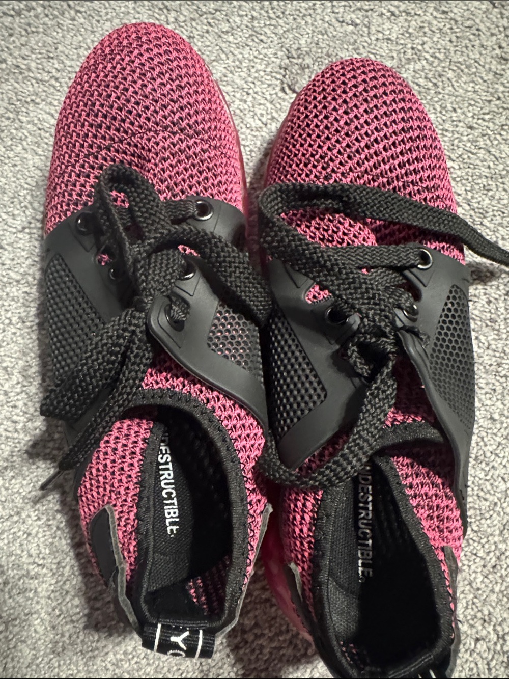 Women’s Pink Knit Athletic Lace-Up Sneakers with Black Accents
